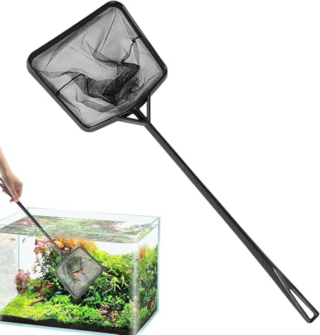 Bkljkf Aquarium Fish Landing Net, Portable Landing Net for Fish Tanks for Skimming and Cleaning, Multifunctional Fishing Net with Comfortable Handle for Garden, Pond, Pool, Streams, Bathtubs