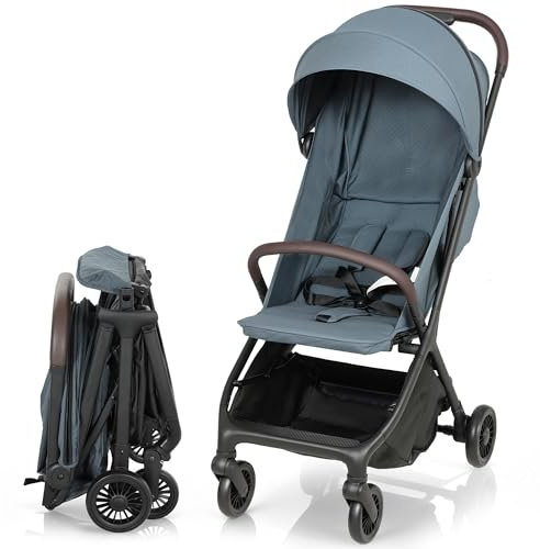 AIYAPLAY Passeggino Leggero 6.3kg per Bambini 0-3 Anni Pieghevole una Mano, Passeggino Compatto Reclinabile con Poggiapiedi Regolabile e Cappottina, Ruote e Cesto Portaoggetti, Fino a 15 kg, Blu