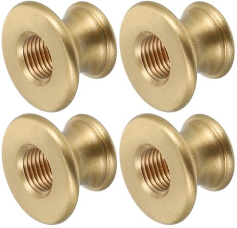 Levemolo 4pcs M10 Solid Brass Threaded Lamp Spindle Connectors, 23mm Diameter Internal Thread Brass Light Fittings for Table and Wall Lamp Fixture Repair