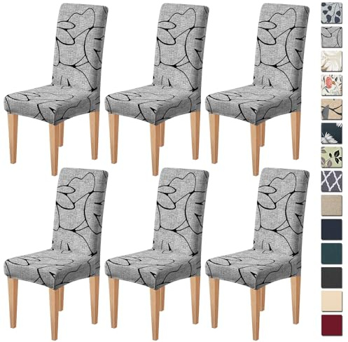 Dioxide Stuhlhussen Moderne Sitzbezüge mit Druckmuster, Elegante Sitzbezug mit Muster Universal Hussen Für Stühle, Chair Cover Pflegeleichte für Bankett,Restaurant,Zuhause(Finger Flower,6PC)