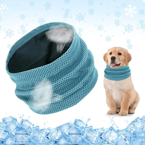 Kühlhalsband für Hunde, Hunde Kühlhalsband, Hundehalsband Kühlend, Kühltuch Hund, Kühltuch Hund Halstuch Kühlend, Geeignet zur Abkühlung von Haustieren im Sommer (Blau, M)