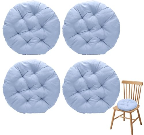 4er Set Stuhlkissen Rund, 40x40x3cm Runden Sitzkissen, Bodenkissen Rund, Stuhlauflage für Indoor und Outdoor, Ideal für Bürostühle, Gartenstühle, im Esszimmer, Wohnzimmer und Arbeitszi (Graublau)
