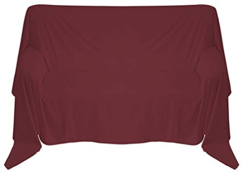 Nurtextil24 Sofaüberwurf 240x250 cm Überwurf 100% Baumwolle Bordeaux | Couch- und Sesselüberwurf – angenehm leichter und dünner Renforcé-Stoff, atmungsaktiv und waschbar – viele Farben und Größen