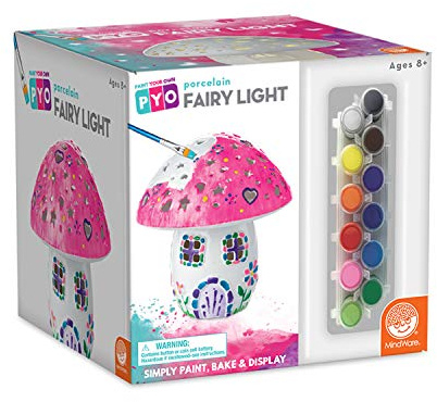 MindWare Paint Your Own Fairy Mushroom House Light | Paint your own ceramics—all the colors and tools included. Includes brush.