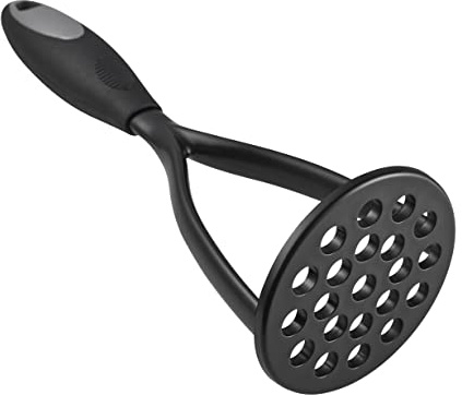 KSENDALO Potato Masher - Non-Scratch Food Masher Kitchen Tool with Thick Nylon Blade, Manual Mashing for Vegetables/Beans, Home Kitchen Essential, Black