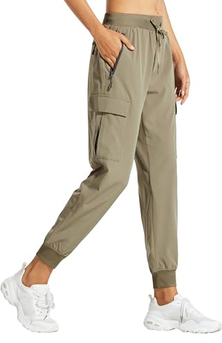 Libin Damen Wanderhose Cargohose Trekkinghose Jogginghose, Khaki, XL