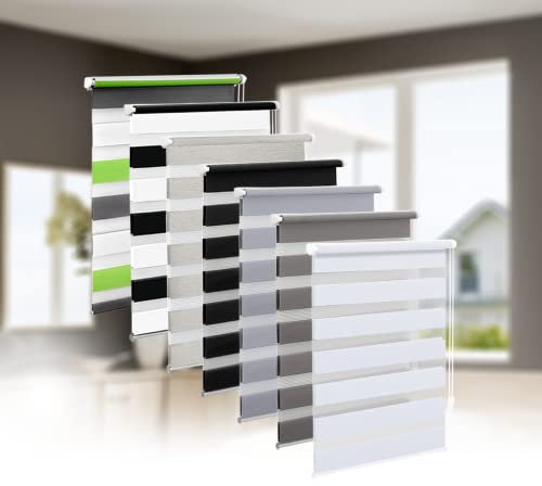 Eurohome Doppelrollo Klemmfix ohne Bohren, Duo Rollo,85cm x 130cm (Stoffbreite 81 cm) Weiß Transparentes und undurchsichtiges Sichtschutz Rollo mit Klemmträgern für Fenster und Türen