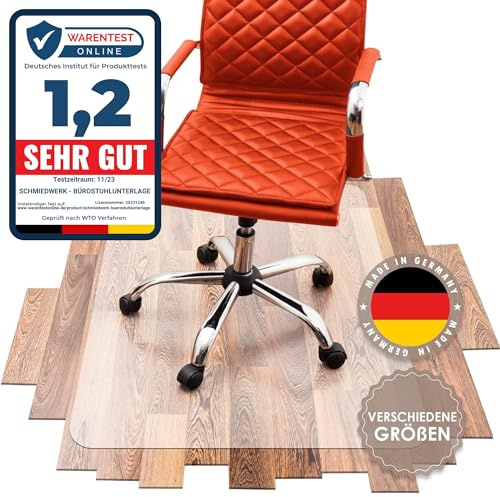Alfombra para silla de oficina SCHMIEDWERK varios tamaños. Alfombra de protección del suelo para silla de escritorio antideslizante en blanco leche transparente | Made in Germany (80x120cm)