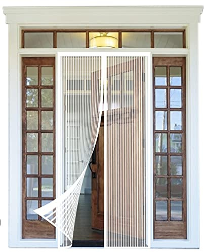 Zanzariera Magnetica Per Porte,120x260cm (47.24x102.36in) Magnetica Chiusura Automatica Tendina Anti Zanzare Mosche Insetti Tenda per Porte ,Impedendo agli Insetti di entrare, Bianco-a