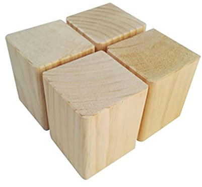 4 Stück Massivholz Ersatz Möbelfüße Möbelbeine,Quadrat,Holz Sofa Beine,Schrankfüße aus Holz,DIY Eiche Tischfuß,Möbelerhöher,Holztisch Schreibtisch Betterhöhung,Holzfarbe (6 * 6 * 10cm)