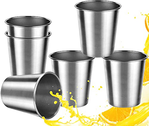 QUCUMER 6 Pcs Stainless Steel Cup, 8Oz/230ml Shatterproof Metal Cups Reusable Metal Beer Tumbler Mug Stackable Drinking Cups Drinking Glasses for Camping,Hiking, Outdoor, Indoor Activities