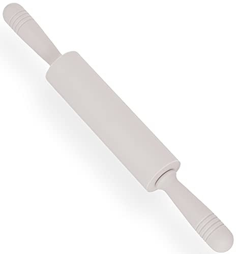 KADAX Silikon Teigrolle mit Antihaftschicht, Rolle mit angepasstem Griff, Teigroller, Rolling Pin für Blätterteig, Piroggen, Nudeln (Creme)