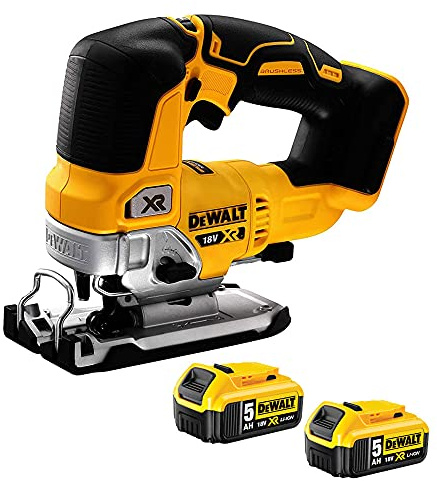 DeWalt DCS334N 18V Brushless Top Handle Jigsaw with 2 x 5.0Ah DCB184 Battery