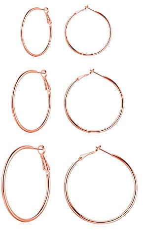Josfeva Creolen Silber 925 Set, 925 Sterling Silber Creolen Ohrringe Groß, 40/50 / 60mm Damen Creolen Silber/Rosegold/Gold, Endless Huggie Rund Kreolen, Klapp-Creolen Ohrringe für Frauen