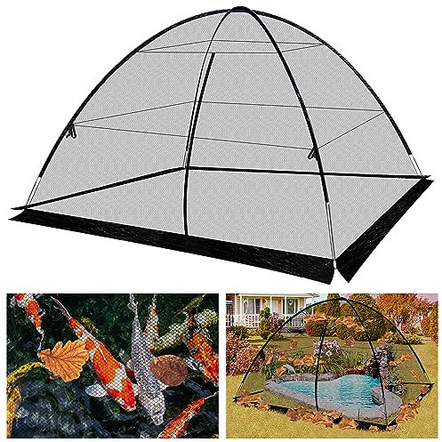 Rete per laghetto Koi da 4,3 x 4,5 m, copertura resistente per proteggere i pesci koi dal gatto, aironi blu, tenda da giardino a cupola riutilizzabile con cerniera di pollo, pollame di piccoli animali