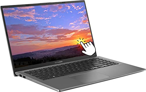 ASUS Vivobook Ordinateur portable fin à écran tactile FHD de 15,6 po, Intel Core i3-1115G4 jusqu'à 3,9 GHz, 12 Go de RAM, SSD PCIE 512 Go, HDMI, empreinte digitale, Ko rétroéclairé, Windows 11S, gris