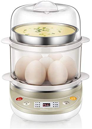 REJOON Hervidor de Huevos eléctrico Mini Doble Capa 14 Huevos vaporizador Huevo maíz Leche Vapor Cocina electrodomésticos 350W