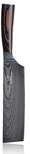 Küchenkompane – asiatisches Nakiri Kochmesser aus 7CR17 Edelstahl mit ergonomischen Pakkaholzgriff inkl. Geschenkbox | Küchenmesser im eleganten Damast Design | rostfrei & scharf | Made in Germany