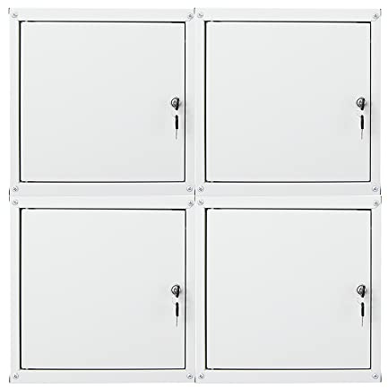 PROREGAL Mega Deal 4X Schließfachwürfel Cubic XL HxBxT 45x45x45cm Grau Schließfachschrank Metallspind Wertfachschrank Umkleideschrank 4 Fächer