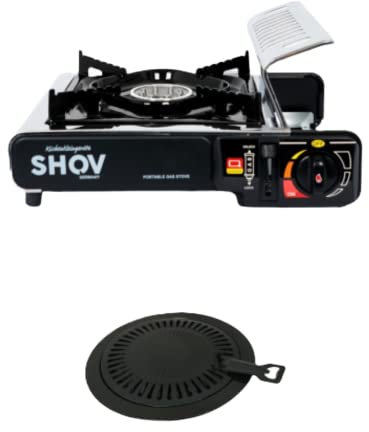 SHOV Réchaud à gaz grand noir + embout pour barbecue