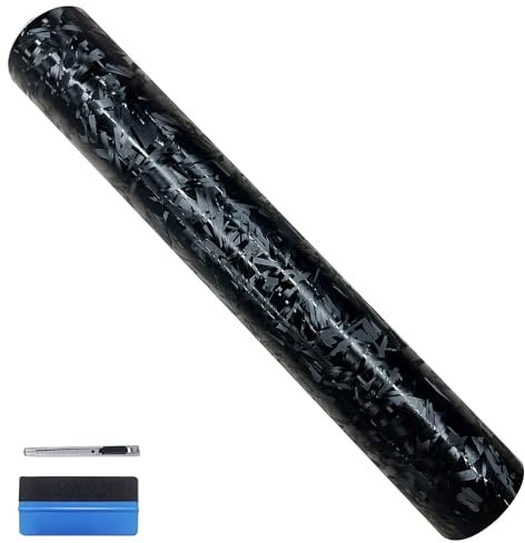 NewL Geschmiedete Karbonfaser-Aufkleber Splitter-Schwarz 50 x 100 cm | Schwarz-Silberne Splitglas-Optik, inkl. Montagewerkzeug, Luftablasskanäle, flex. dehnbar, für Autos, Motorräder, Möbel
