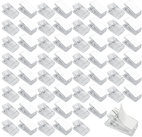 CLVPAI 60 Stück Klebrige Federclips,Kunststoff Klebeklammern,Selbstklebende Wandclips,Foto Clips,für Zuhause Büro Fotoposter(Einseitig klebend)