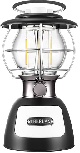 Therlan LED Campinglampe Aufladbar, 3 Lichtmodi, 250+ Std. Betriebsdauer, Stufenlos Dimmbar 4000K-6500K 350LM IP44 Wasserdicht Zeltlampe für Camping Lampe Mit Powerbank Funktion Camping Lampen