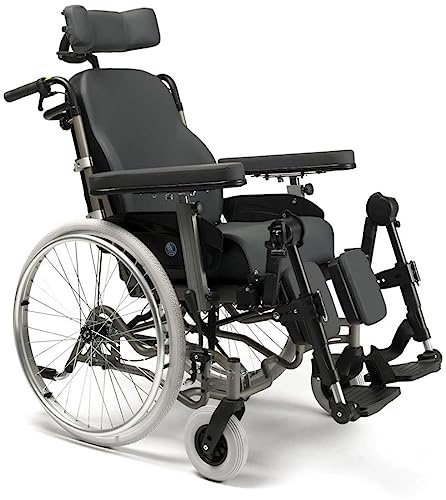 FabaCare Multifunktionsrollstuhl INOVYS II mit Trommelbremse, Pflegerollstuhl, Transportrollstuhl, Rollstuhl, höhenverstellbar, neigbar, tiefenverstellbar, Liegefunktion, Sitzbreite 50 cm