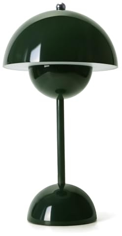 BomKra Flowerpot Mushroom LED Table Lamps,Rechargeable Modern Bud Macaron Lamp Vintage Touch Dimmable with 3 Color Bedside Light for Bedroom Living Room Home Office Wedding (Green)