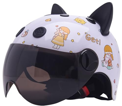 Kinder-Fahrradhelm, Kinderhelm, Roller-Fahrradhelm, Jet-Helm Mit Visier, Mädchen-Roller-Helm, Jungen-Moped-Helm, Für Kinder Von 4 Bis 10 Jahren D,46-54cm