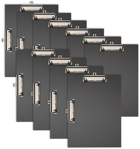 FALKEN 10x Doppel-Klemmbrett Öko DIN A4 hoch quer schwarz | Made in Germany mit stabilem Pappkern farbiger Papierbezug außen Blauer Engel ideal für Inventur und Lagerwirtschaft