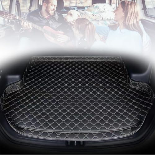 Auto Leder Kofferraummatte für Seat Cupra Ateca KH7 2016~2023 5seat, rutschfest Kofferraumteppiche Innenmatte, Kofferraumwanne Teppich, Black Rice