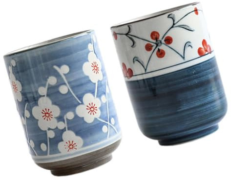 ABOOFAN 2pcs Japanese Tea Cups Ceramic Teacups Decorative Water Mugs Blue Cups for Office