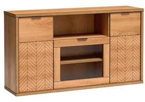 KIER FURNITURE - Fonti - Kommode - Beistellschrank, Glasvitrine, TV Schrank, Wohnzimmer Schrank, Einlegeboden, Aufbewahrungsschrank, Wohnzimmer Möbel - Vintage, MDF, Glas - 158 cm breit