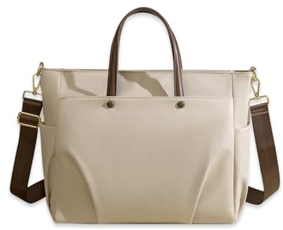 SONARIN Laptop Handtasche Damen,16 Zoll Laptop Tasche Wasserdicht Groß Arbeitstasche Aktentasche Notebooktasche Shopper Tote Umhängetasche für Business Büro Schule Reisen(Aprikose)
