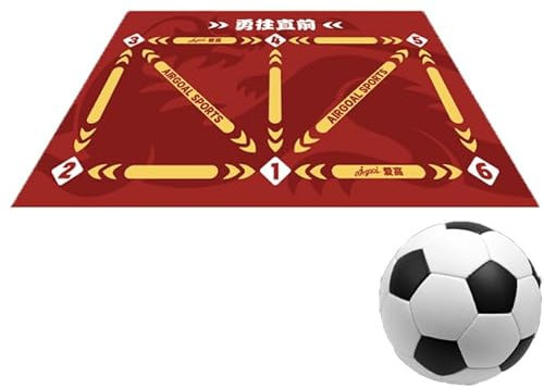 Fußball-Trainingsmatte mit Trittstufen, rutschfeste Fußball-Fußmatte, Decke für das reguläre Trainingssystem, dribbelsichere Sport-Hilfsrequisiten für das Fußballtraining, schwarz, Red