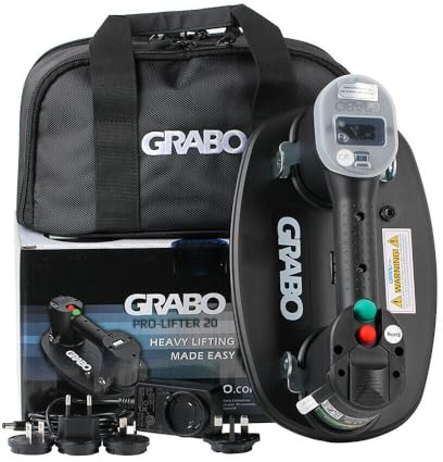 GRABO PRO-Lifter-20 - Ventosa elettrica con display digitale, funzione on/off automatico per legno, cartongesso, granito, vetro, piastrelle, porcellana