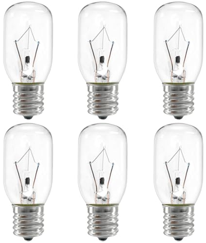 ZwwYvv Appliance Light 8206232A Bulb for Under Range Hood Appliance Refrigerator,40W 125V E17 Intermediate Base Under Hood Microwave Bulb Fit for Whirlpool Microwave, Dimmable,Warm White,6-Pack