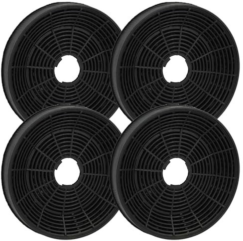 vhbw 4x Filtres à charbon actif compatible avec Beko HCA 62640 WH, HCB 91845 BXH, HCB 91845 BDXH, HCA 62640 BH, HCA 62540 BH hotte aspirante - 16 cm