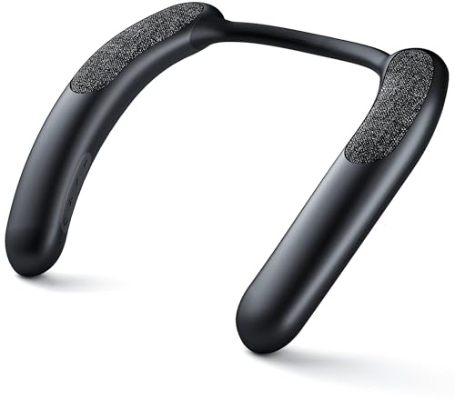 Smalody Haut-Parleur sans Fil monté sur Le Cou, Haut-Parleur Bluetooth | 12h d'écoute, son stéréo 3D, micro intégré, enceinte portable étanche à porter autour du cou