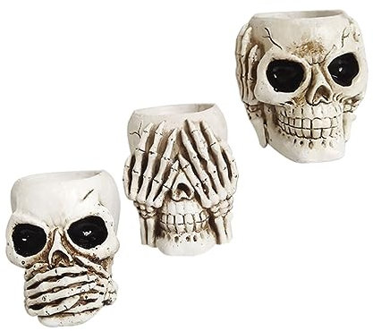 MERRYHAPY 3stücke Retro Schädel Pflanzgefäße Aus Resin Für Halloween Deko Kreative Blumentöpfe Für Sukkulenten Und Kleine Pflanzen Für Garten Und Innenräume