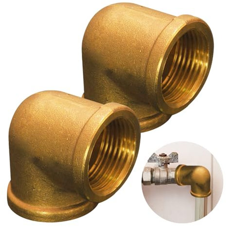 2 Stück Messing Winkel 90° IG/IG, 1/2 Zoll Bogen, Gewindefitting mit Innengewinde-Rohrwinkel-Adapter für Bewässerungsanlagen