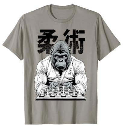 Gorilla Jiu Jitsu Ju Jutsu MMA BJJ Grappling Schach Kanji Ape T-Shirt