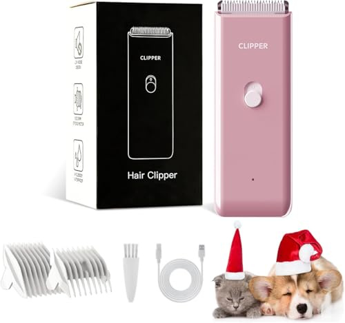 Hundeschermaschine,Hundepflege-Set Katzenhaarschneidemaschine dichtes Fell | Tierhaarschneidemaschine Haustier-Rasierer,Wiederaufladbares,für Verfilzte Haare,für Katze/Hund/Kätzchen/Welpe,Rosa
