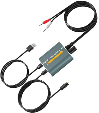 AMANKA Convertitore audio analogico-digitale DAC 192kHz con cavo ottico,adattatore audio ottico coassiale digitale a jack da 3,5 mm AUX Controllo volume Toslink per PS3 PS4 HDTV Blue Ray