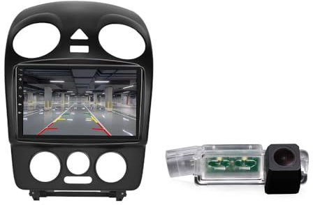 Auto GPS Navi Autoradio Navigation mit CarPlay & Android +HD Rückfahrkamera kompatibel mit V W New Beetle Cabriolet 1C1,9C1 1Y7/Coupe Cabrio 5C1 5C2 5C7 5C8 (G6263 Navigator+8288 Rückfahrkamera)
