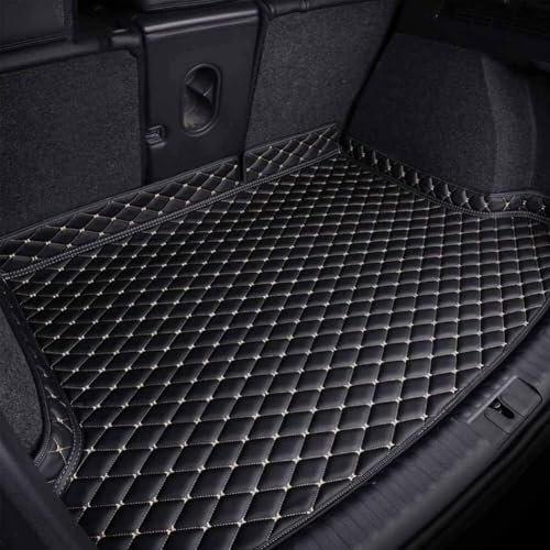 WBWBB Auto Leder Kofferraummatten für VW T-Cross 2019-2023, Antirutschmatte Wasserdicht Kratzfeste Kofferraumwanne Kofferraumschutz Zubehör,C/Black-beige