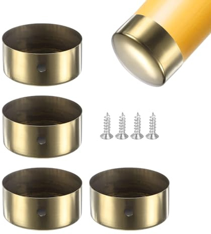 M METERXITY 4-Pack Handrail End Caps, 1.77 Inch/45mm ID, Gold Tone | Stainless Steel, Round Handrail End Caps, for Furniture, Stair, Guardrail Tube End Cover
