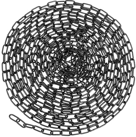 QWORK® 10 Meter Hochleistungskette aus Kohlenstoffstahl, 3 mm Starke Schwarz Stahlkette für Zäune, Sicherheitstüren, Schaukeln und Hundeleinen