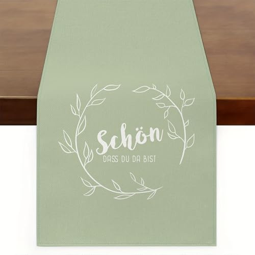 Tischläufer Geburtstag 180 x 35cm (Salbeigrün Grün)